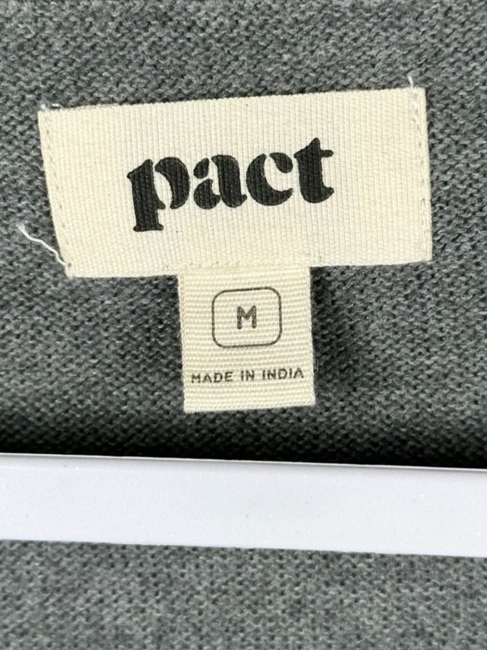 Pact 100% Organic Cotton Gray Button Front V Neck Soft Cardigan Sweater Medium - Picture 3 of 6